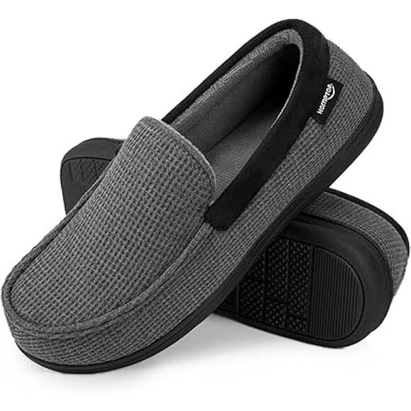 New HomeTop Mens Size 11 Gray Soft Slide On Memory Foam Moccasin Slipper Shoes - Picture 1 of 6